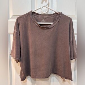 Free People FP Movement Brown Inspire Oversized Crop Tee Women's Size Small